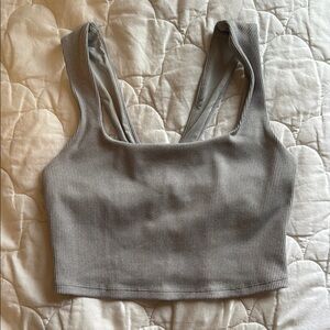 ALO Yoga Gray Ribbed Crop Top